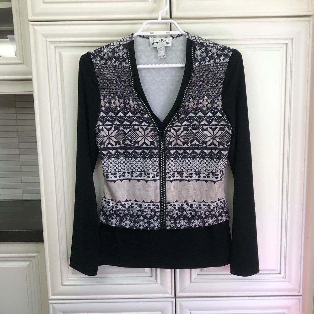 Joseph Ribkoff women’s print zip front top